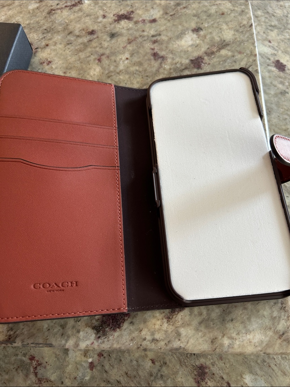 Coach Brown Signature Folio iPhone Case with Leather Snap - Picture 4 of 6